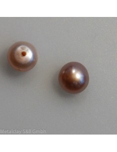 Süsswasserperle lachs Button 6mm 2