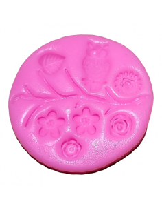 Silikonform Blütenzweig mit Eule