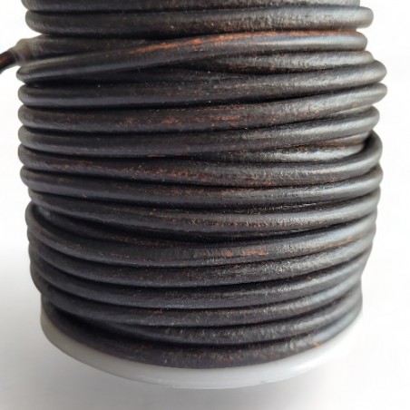 Lederband sattelbraun 3mm, am Meter