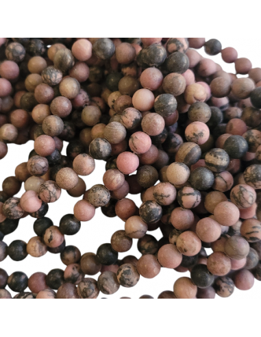 Rhodonit Perlen bereift 6 mm