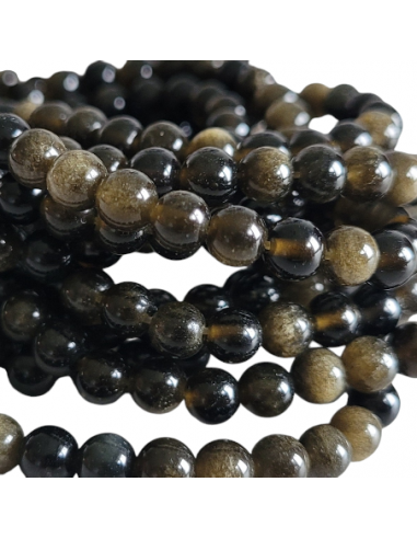 Golden Glanz Obsidian Perle  6 mm