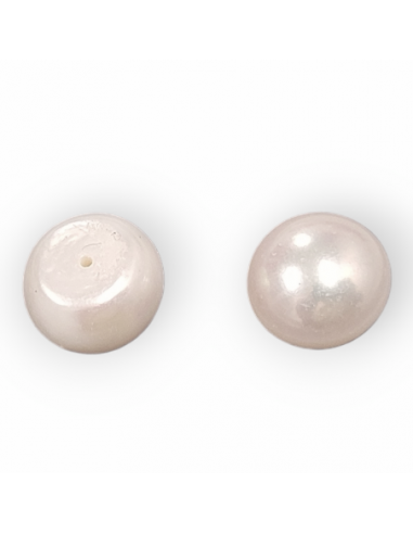Süsswasserperle weiss Button 10-11 mm