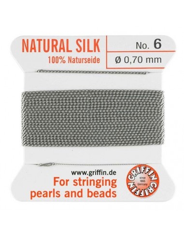 Perlseide No.6 grau ,0.7mm mit Nadel