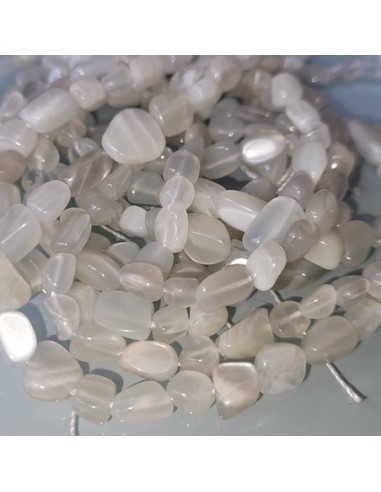 Regenbogen Mondstein grau, Nuggetperlen