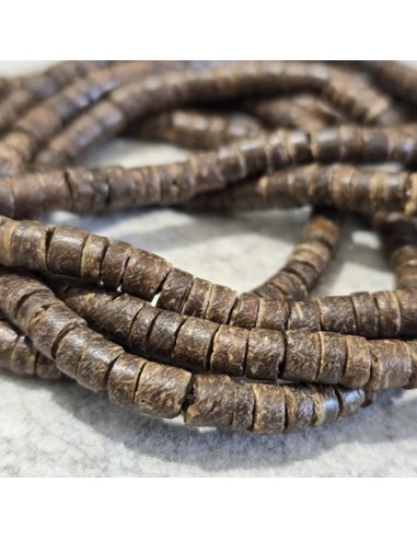 Kokosnuss Perlen Rondell 6x1-2mm