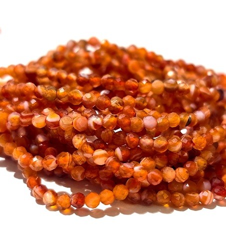 Karneol Perlen facettiert - 2 mm