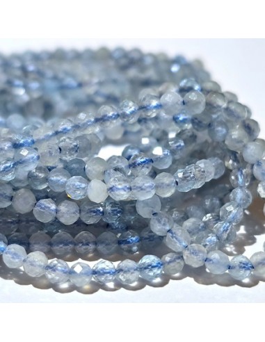 Aquamarin-Perlen, facettiert, rund – 2~2.5 mm