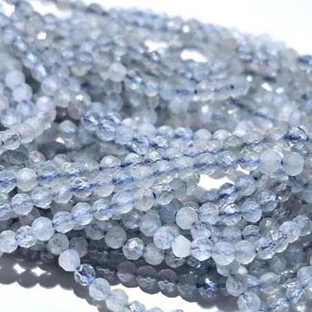 Aquamarin-Perlen, facettiert, rund – 2~2.5 mm