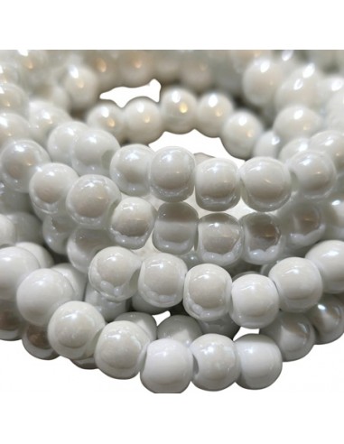Porzellan Perlen, rund weiss –...
