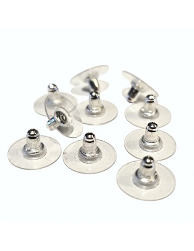 Ohrmuttern versilbert mit Silikonplatte