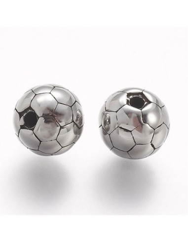 Fussball Edelstahlperle 9x8,5 mm, 5 Stk.
