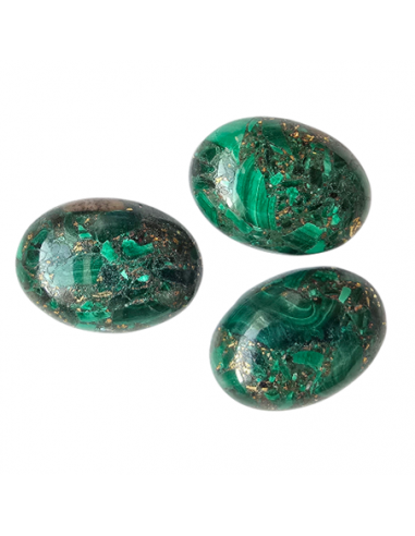 Malachit mit Gold-Linie oval