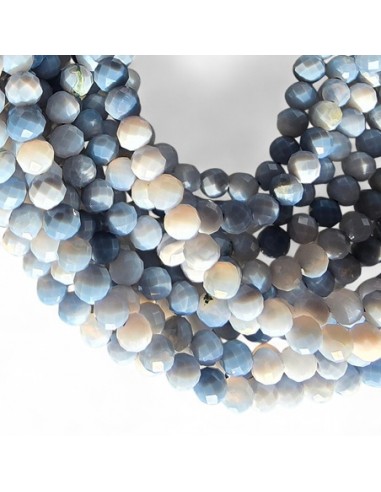 Opal blau, Perlen facettiert 3 mm