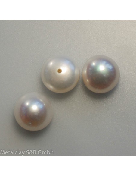 Süsswasserperle weiss Button 12mm